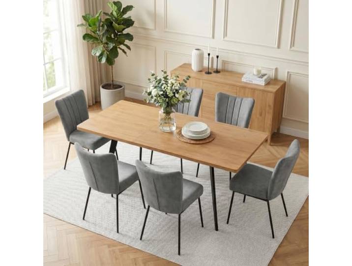 JIEXI Esstisch mit 6 Stühlen Set, 140-180CM, Esszimmer