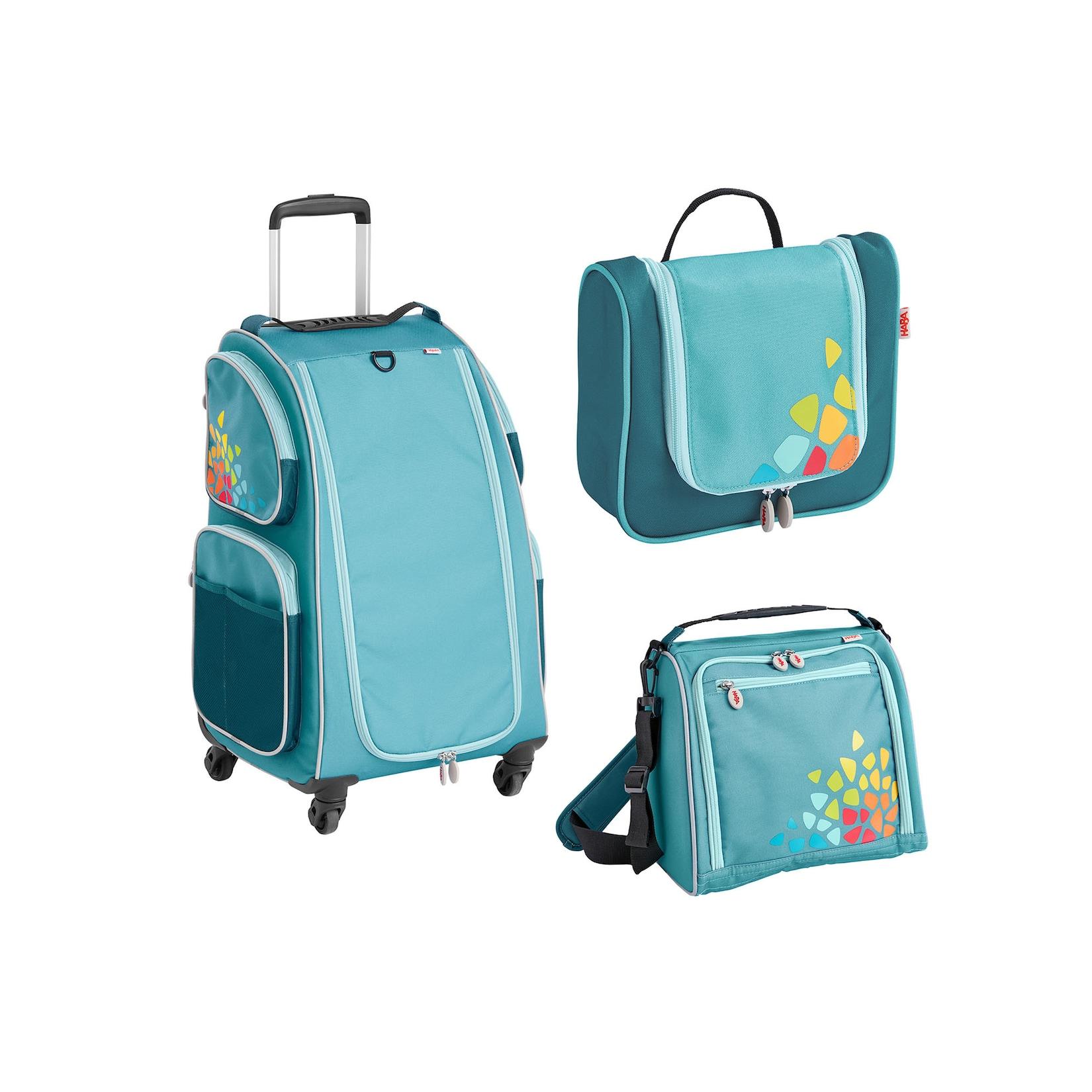 HABA Unisex Kinderkoffer Schranktrolley 4 Rollen, Trolleytasche und Kulturbeutel 1er Pack