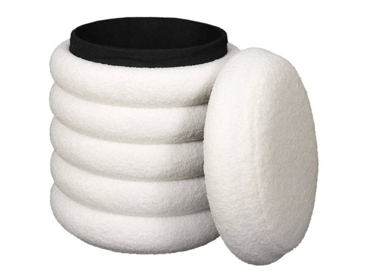 Pouf coffre Freya Ecru Bouclette - Basika