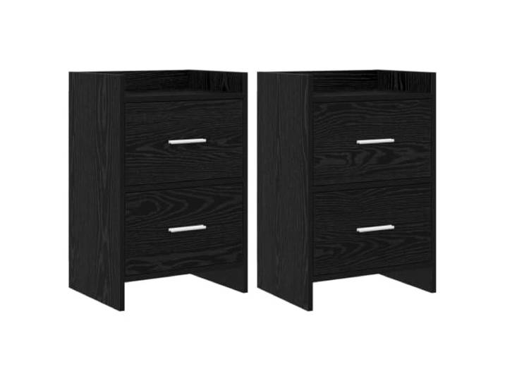 HGDFWRQW Nachttisch 2er Set mit Schubladen, Schwarze Eiche 40x30x60 cm Praktische Beistellmöbel fürs Schlafzimmer mit Metallgriffen und vielseitigen Fächern für geordnete Aufbewahrung.
