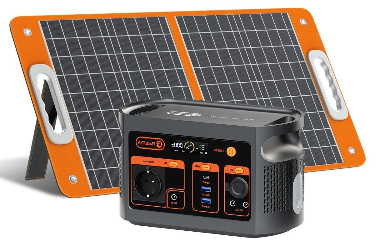 Selius Draagbare powerstation met zonnepaneel, 300W, 222Wh LiFePO4 accu en pure sinus output