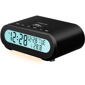 LogiLink Radiowecker SC0121 schwarz, UKW, zwei Weckzeiten, USB, Nachtlicht