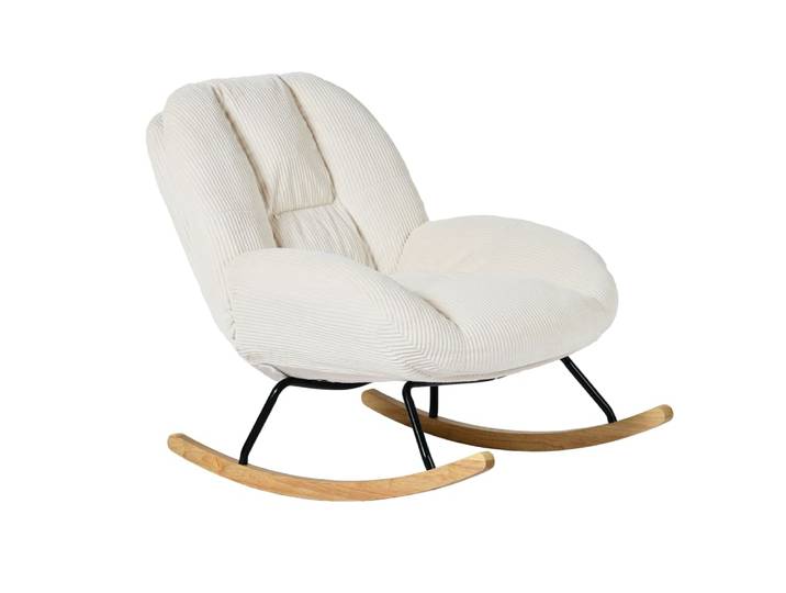 Chaise à bascule scandinave avec revêtement côtelé beige