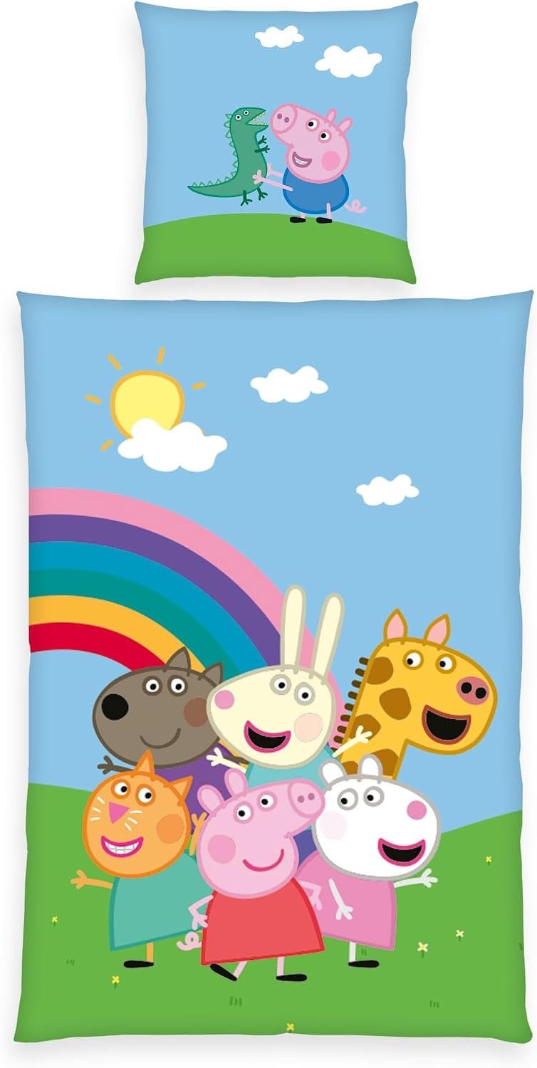 Herding Peppa Pig Beddengoed Set van Katoen, Omkeerbaar, 140 x 200 cm