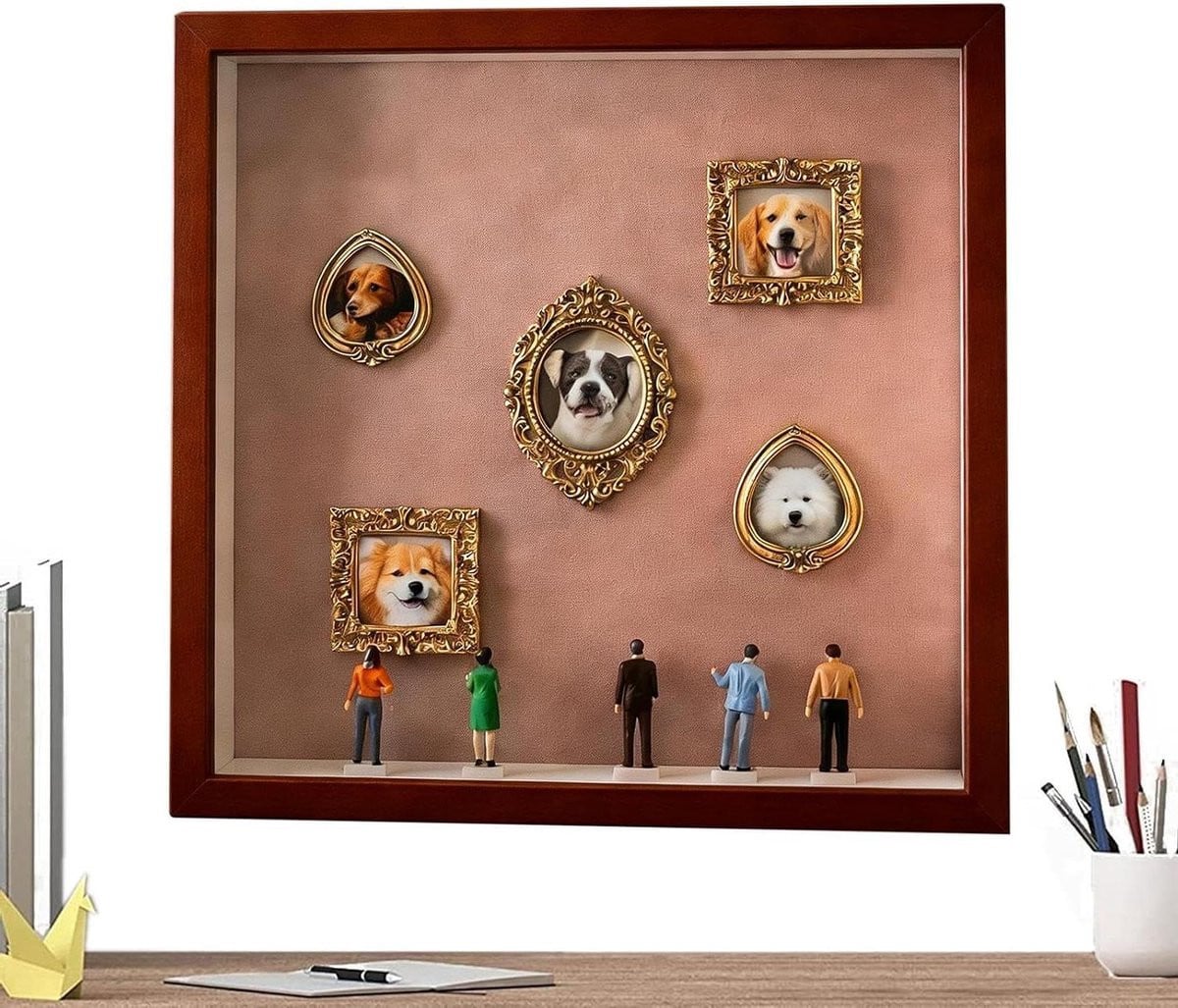 Herinneringsdoos Aandenken Vitrine in Museumstijl - Roze - 25,5 cm
