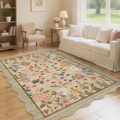 Garvee Scalloped Botanical Animals Area Rug