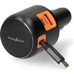 Nedis Car Charger 60 W Outputs: 3 USB-A / USB-C USB-C Cable 0.70 M, Auto Adapter, Grau