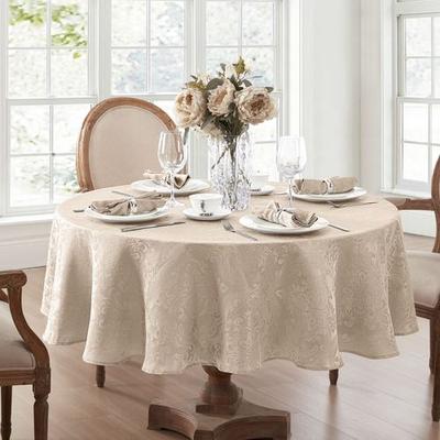 Threadmade Home Llc "Ensley Round Tablecloth, 70"" Diameter, Dark Beige"