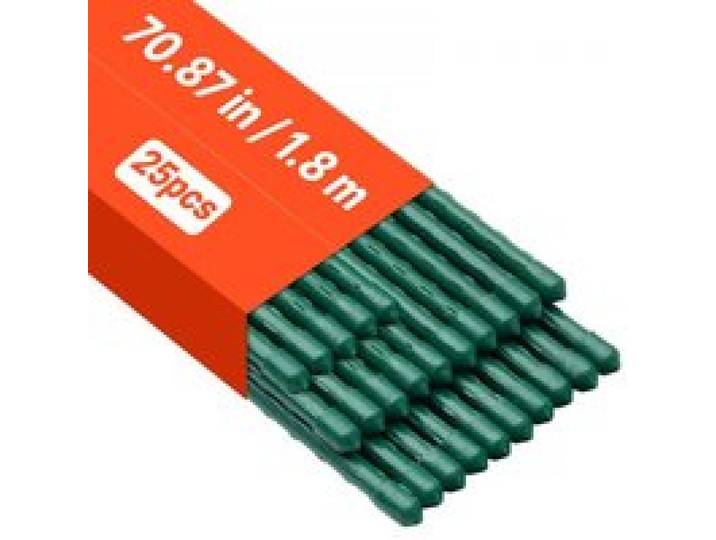 VEVOR Rankhilfe, 25er-Pack, Pflanzstab ⌀11x1800 mm, kunststoffbeschichtete Metall-Tomatenstäbe, Pflanzenstütze mit spitzem Ende & rutschfesten Noppen für den Anbau von Kletterpflanzen & Gemüse