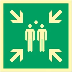 Schild Sammelstelle, ISO 7010, Alu, langnachleuchtend, 160-mcd, 300x300 mm