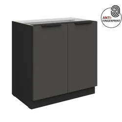 Küchen Unterschrank 80 Küche ARIA Graphite matt Anti Fingerprint Küchenzeile