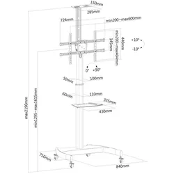 NEOMOUNTS BY NEWSTAR Mobile Flat Screen Floor Stand (height: 130-162 cm)