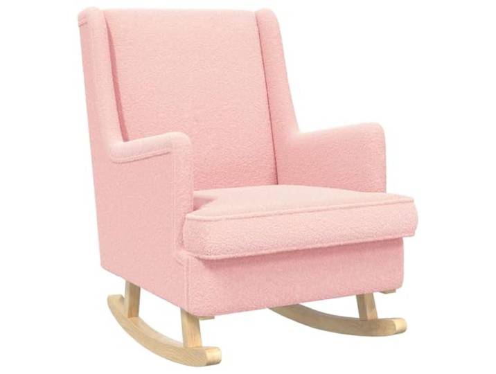 HFXHIJXQ Schaukelstuhl Rosa, Bouclé Sessel mit Holzbeinen, 62x80x85 cm Gemütlicher Polstersessel für Schlafzimmer und Wohnzimmer, mit weichem Sitzkissen und stabiler Gestellkonstruktion.
