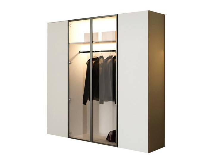 Compleo Kleiderschrank Drehtürenschrank, Designer-Schrank mit modernem Look STELLS LED-Beleuchtung, Push to open Funktion