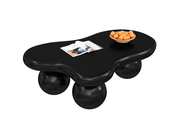 Table basse noire de style nuage avec éclairage LED-16 couleurs disponibles-Désigne en forme de nuage-design à pieds ronds