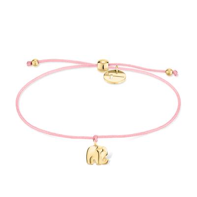 Armband TAMARIS "Schmuck Geschenk Edelstahl Textil Armkette Little Elephant", bunt (gelbgoldfarben, rosa), Armbänder, Damen, 24cm, Edelstahl Textil, Edelstahl, Textil, Armband
