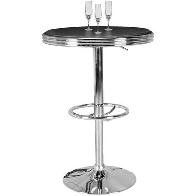 Retro-Bartisch, Verstellbare Höhe, Aluminium-Look, Kunstleder - Trendig & Stabil. 60x60x68 cm | Kadima Design