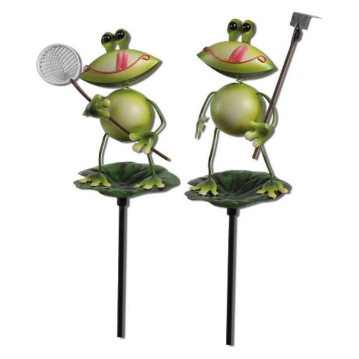 Seyko Geschenke 320017 - Gartenstecker Frosch aus Metall 13/70 cm, 2er Mix - (320017)