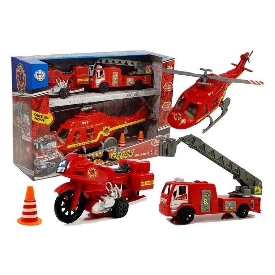 Lean Toys Satz Fahrzeuge Feuerwehrhubschraubermotor (58215643)