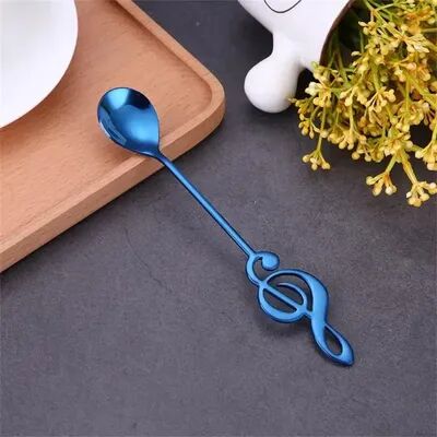 DynamicDeals Musical Note Stainless Steel Coffee Spoon Set For Desserts, Tea & Creative Gift Giving blue