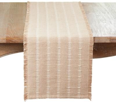 Saro Lifestyle "Jute & Wool Woven Table Runner - Natural Non-Reversible Decorative Runner for Dining Table, 14""x72"""