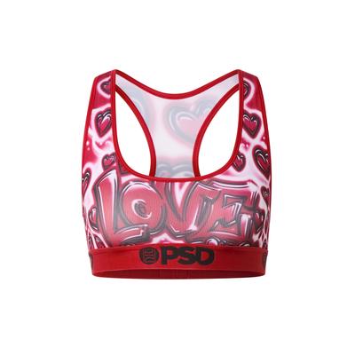 Sport-BH PSD "PSD LOVECORE SB", Damen, Gr. L, Cup 0, rot (multi), 88% Polyester, 12% Elasthan, BHs Sport-BH