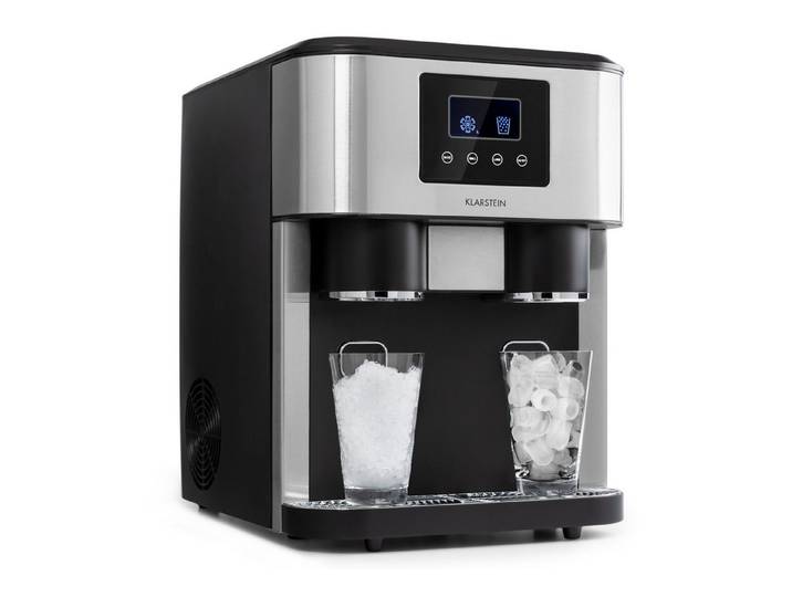 Klarstein Eiswürfelmaschine Eiszeit Crush Eiswürfelmaschine 15 kg/24h 2 Größen Crushed Ice, Eiswürfelmaschine mit Crushed Ice Eiswürfelbereiter Ice Cube Maker