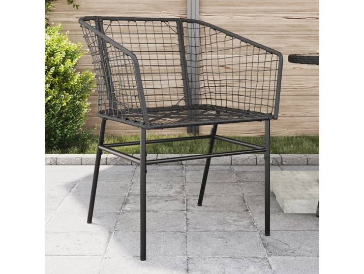 Ensemble de 2 chaises de jardin en résine tressée noire avec coussins, Table de Patio, mobilier d'extérieur, décoration