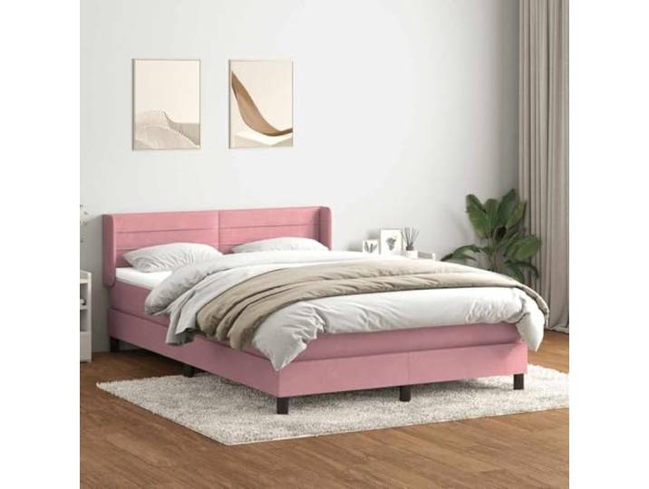 RJPLMFV Lattenrost, Matratze, Rosa, 140 x 220 cm, Velours Taschenfedern, individuelle Unterstützung, verstellbarer Kopf, waschbare Matratzenauflage