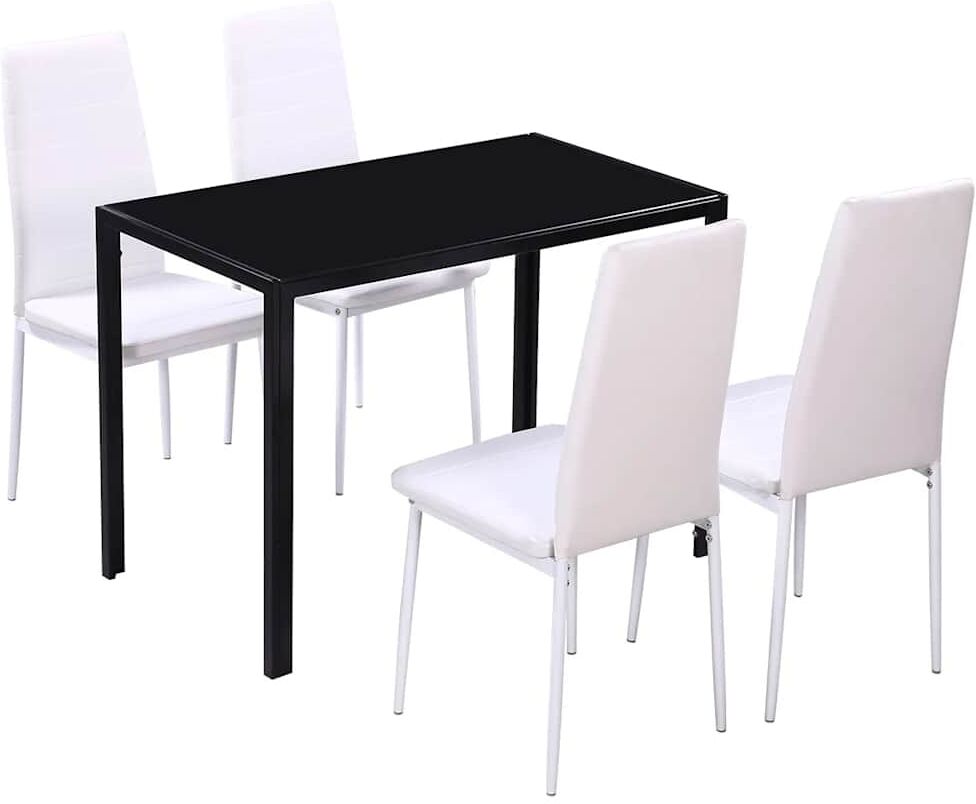 vidaXL Ensemble de salle à manger 5 pcs Cuir synthétique Noir et blanc