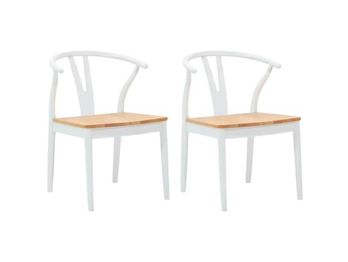 Coespram Esszimmerstuhl 2er Set Massivholz Kautschuk Weiß Natur Stabiler Küchenstuhl aus Kautschuk-Massivholz mit weichem Sitzkissen, ideal für Esszimmer, Wohnzimmer & Küche bis 160 kg.