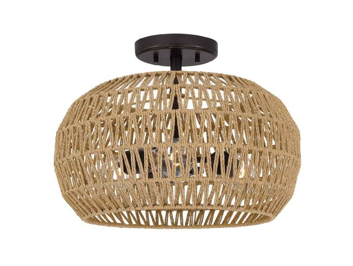 Semi-Plafonnier Acier, Verre Naturel Bronze palladien