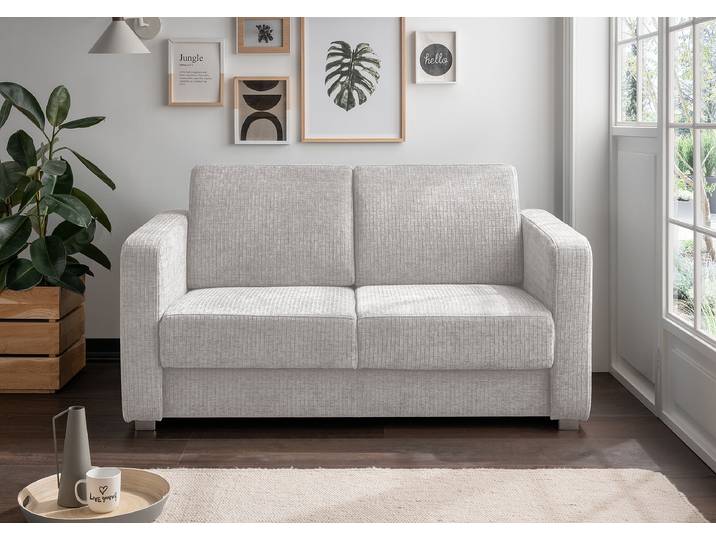 Canapé 2 places avec fonction lit Blanc Tissu structuré Eris 159 x 88 x 87cm Avec fonction couchage Moderne