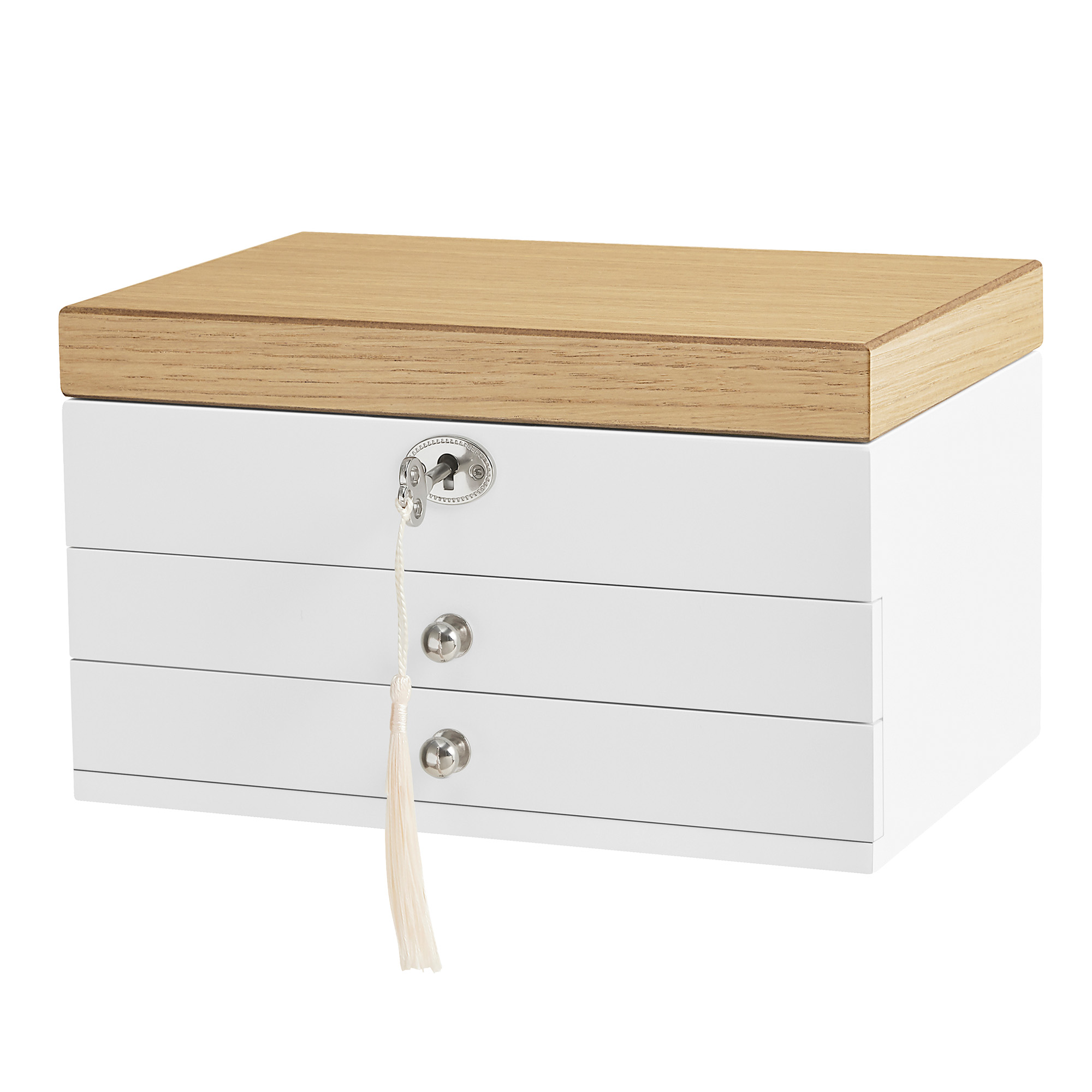 SONGMICS Elegante Schmuckbox mit Spiegel Weiß JOWB3515WN