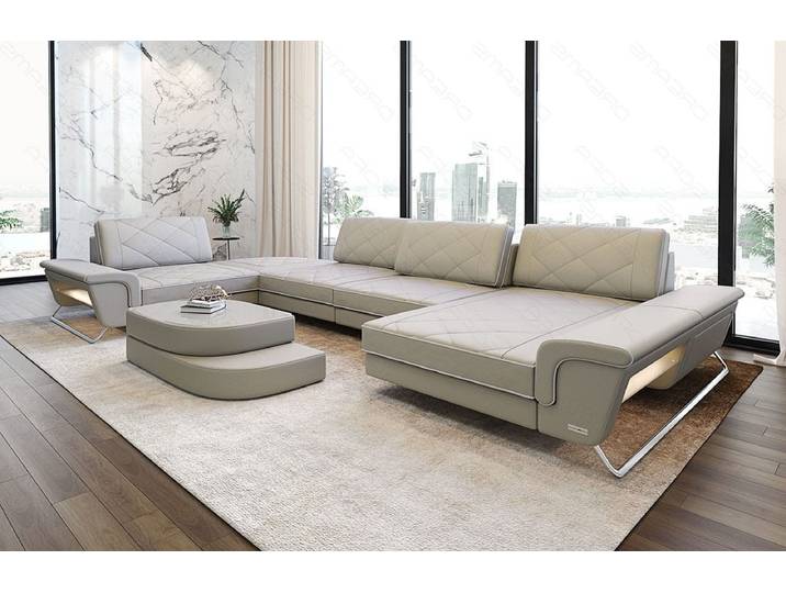 Leder Couch Bari U-Form