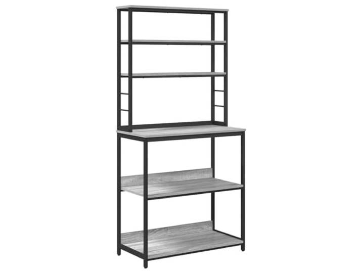KGFHERENB Küchenregal Standregal 5 Böden 80x40x168cm Graues Sonoma Freistehender Haushaltshelfer im Industrial-Design mit 5 offenen Etagen für Esszimmer und Küche.
