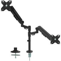Tischhalterung für 2 Monitore mit Gasfeder, vergrößerter Hub, 17–32"