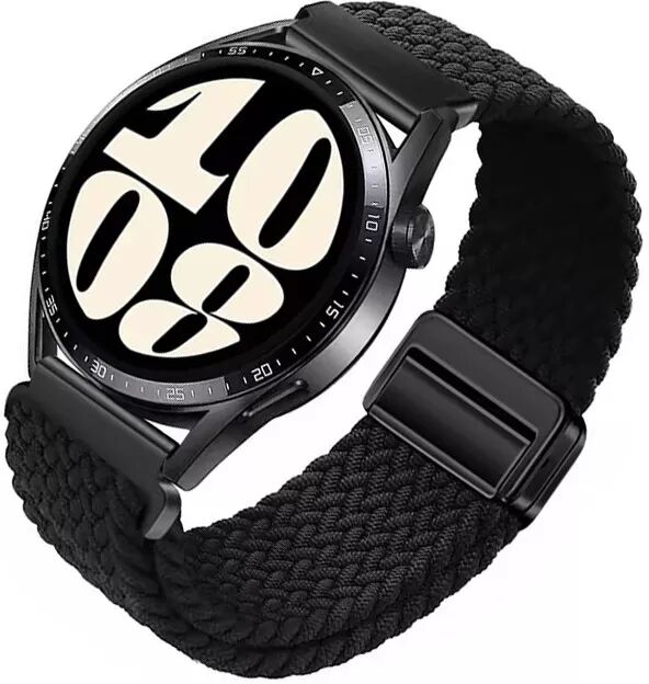 INF 18mm gewebtes Nylon-Uhrenarmband für Huawei/Samsung/Xiaomi Schwarz