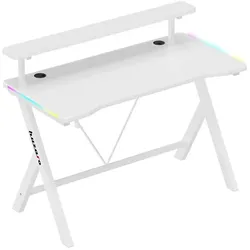 Huzaro Hero 1.9 RGB Weiss Gaming-Tisch 120 cm, Gaming Tisch, Weiss