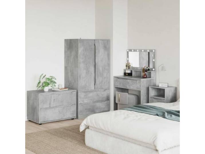 RJPLMFV Aufbewahrungsschrank, betongrau, 80 x 48 x 57 cm Langlebiges Holzwerkstoff, Schubladen mit Kugelführungen, höhenverstellbar, stabile Beine, einfache Wartung