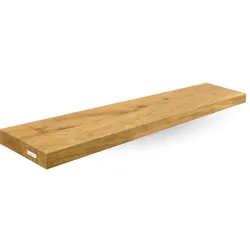 DELUKE® Wandregal Holz schwebend KYLO - Eichenholz Massiv | Bücherregal Schwebendes Regal Hängeregale für Wohnzimmer | 80x22x4cm
