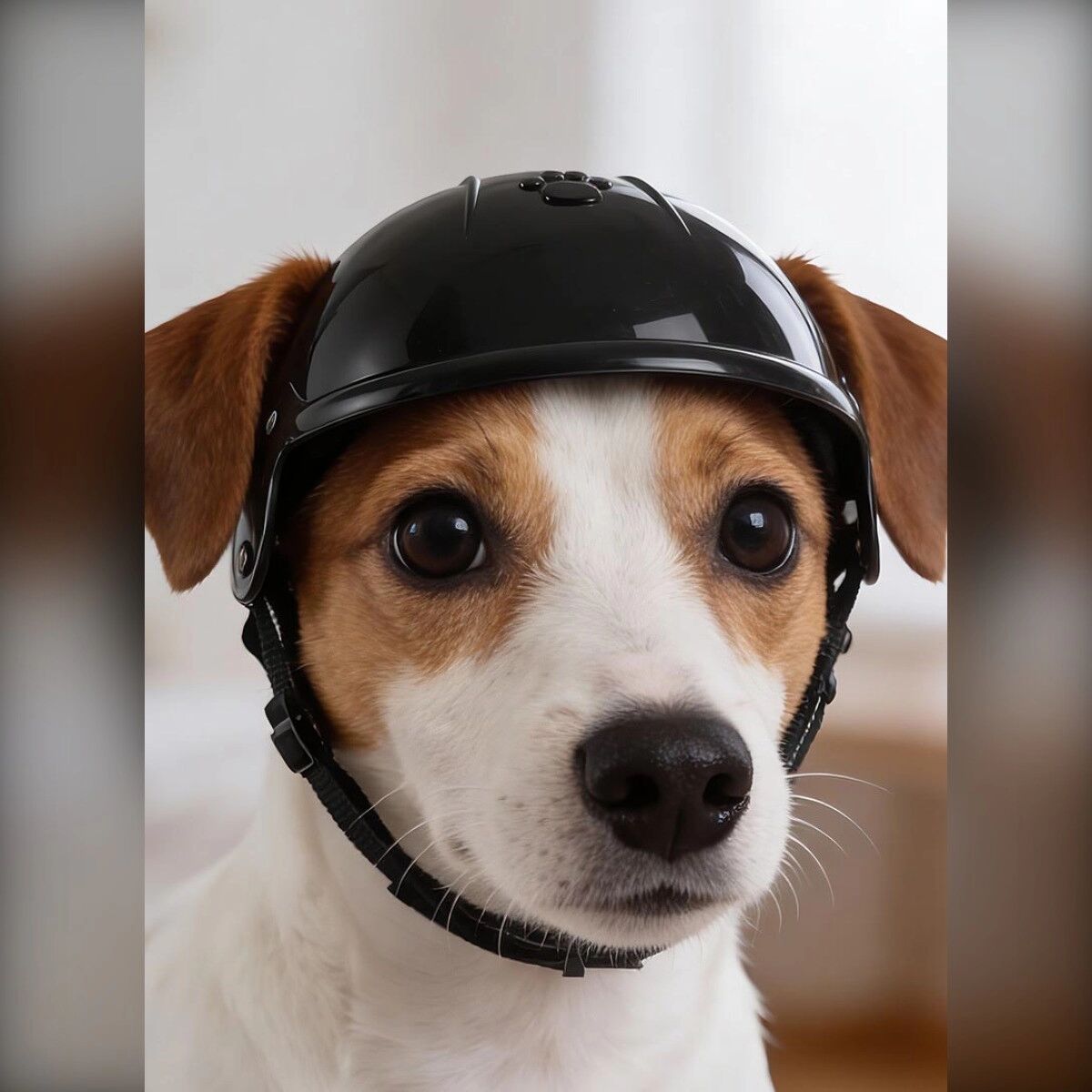 INF Haustier-Sicherheitshelm – Leichter verstellbarer Helm mit PC-Schale und Polyesterfutter, belüfteten Ohröffnungen und L Schwarz