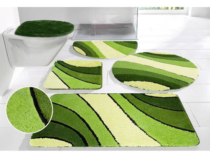 Badematte GOODPRODUCT Josie, Badvorleger, Badezimmer Teppich , grün, H:20mm, Polyester, Badematten, Badematte, Badteppich, Badematten, rechteckig, rund & als 3-tlg. Set erhältlich