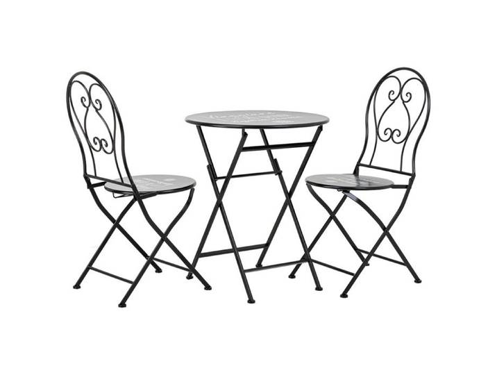 Ensemble table et 2 chaises en fer forgé noires