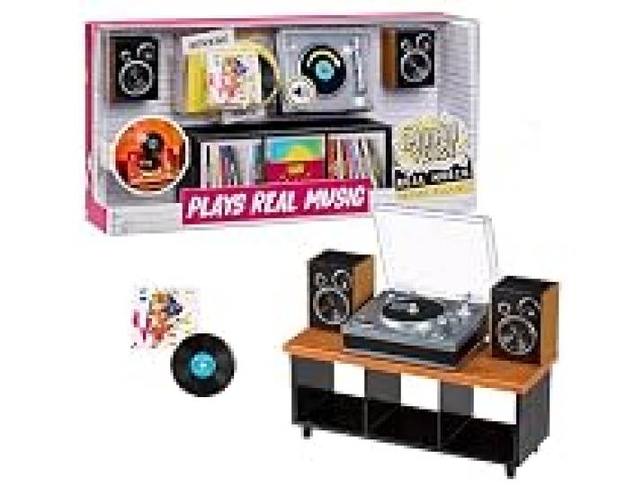 MGA's Miniverse Mini Platine Real Music : Platine avec 1 Vinyle, Un Meuble et des Haut-parleurs, compatibles avec Les Mini vinyles Miniverse, dès 8 Ans