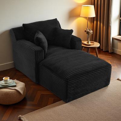ZWYO HOSIMU Corduroy Foam+Spring Single Chaise Sofa No Assembly Comfy Sleeper Lounge Chair for Living Room Office Apartment Indoor Use