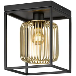 Deckenlampe Deckenleuchte sandschwarz Wohnzimmerlampe Retrodesign, Metall, 1x E27 Fassung, LxBxH 23x23x28,5 cm