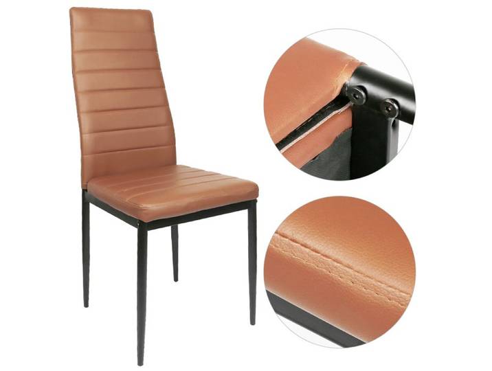 Chaises de cuisine - lot de 6 - marron - avec dossier-MIPAN CHAISE