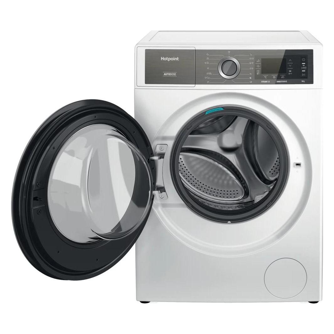 Hotpoint Washing machine H8 W946WB EU, Front Loading, Energy Class A, Capacity 9 kg, White (9 kg, Links) (H8 W946WB EU)