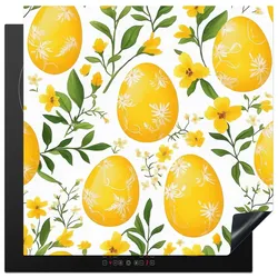 HERDABDECKPLATTE Blumen - Ostereier - Gelb Induktionsmatte 78x78 cm